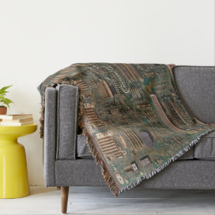 Grönt & Cooper Circuit Board Cotton Throw Blanket Filt