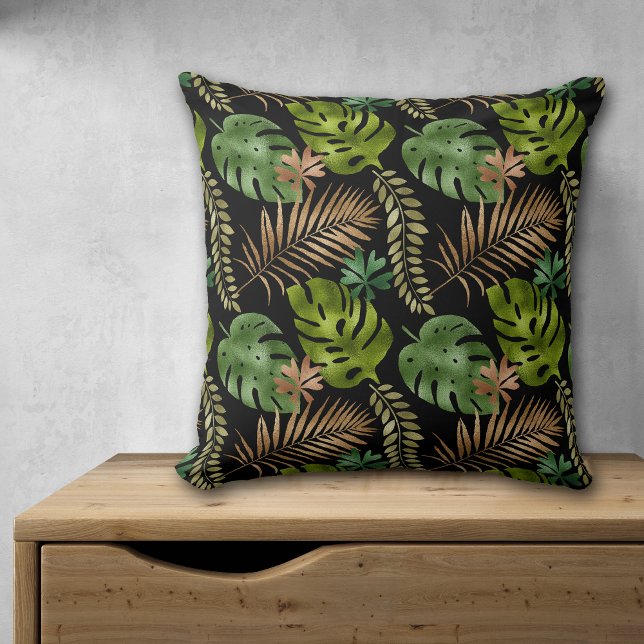 Grönt Copper Fern Löv Mönster Kudde (Skapare uppladdad)