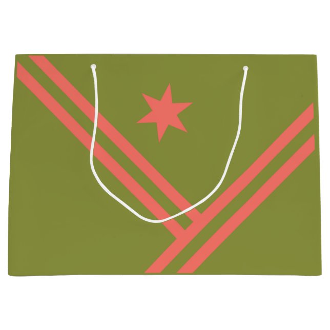 Grönt Coral Diagonal Rand Star Modern Graphic (Framsidan)