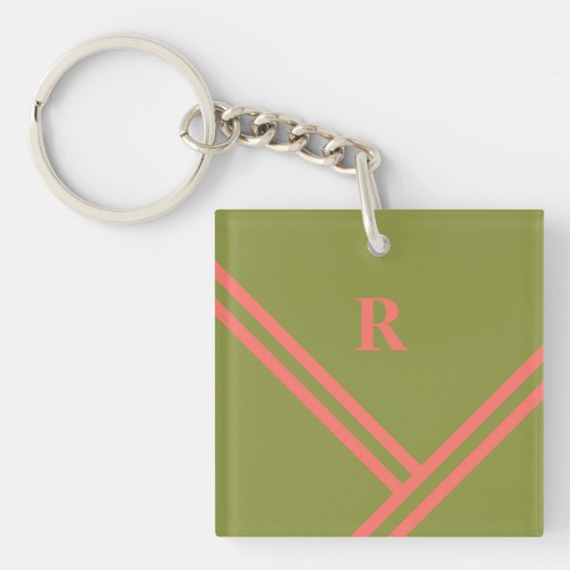 Grönt Coral Rand Trending Färg Monogram (Framsidan)