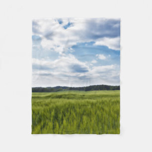 Grönt Cornfields och Blå himmel Fleecefilt