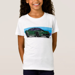 Grönt Corvette C7 med Blue Rand T Shirt