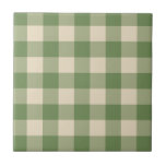 Grönt Cottagecore Gingham Check Play Kakelplatta<br><div class="desc">Modern picknicktrend i vår,  med gingham plaid tartan mönster i grönt & elfenben färg.</div>