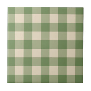 Grönt Cottagecore Gingham Check Play Kakelplatta