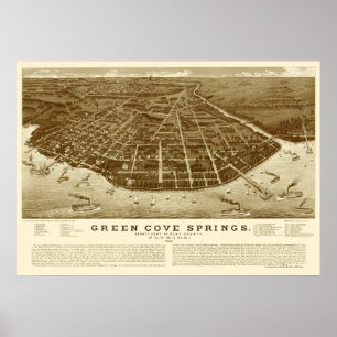 Grönt Cove Vår, FL Panoramic Karta - 1885 Poster