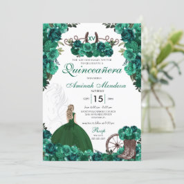 Grönt Cowgirl Boots Ranch Charra Quinceañera Inbjudningar