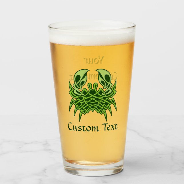 Grönt Crab Celtic Knot Glaskopp (Framsida fylld)