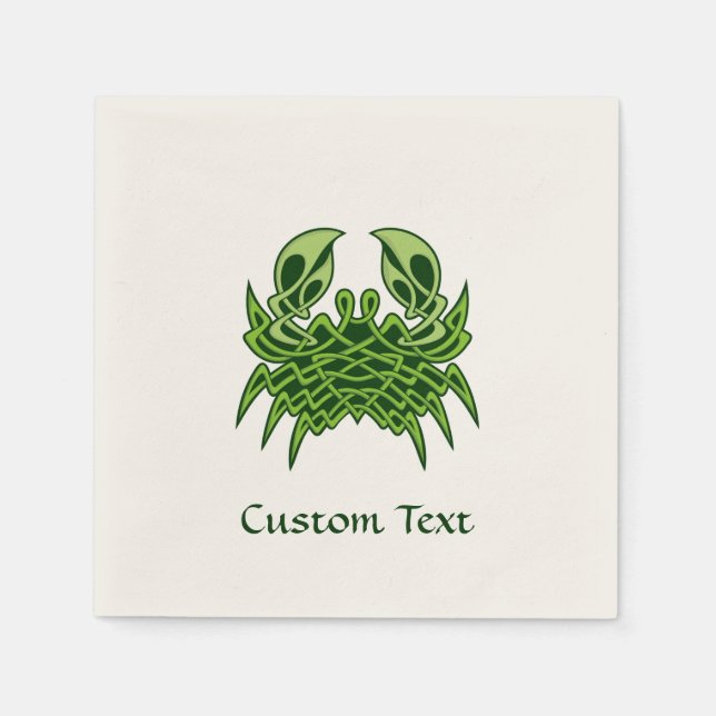 Grönt Crab Celtic Knot Pappersservett (Framsidan)