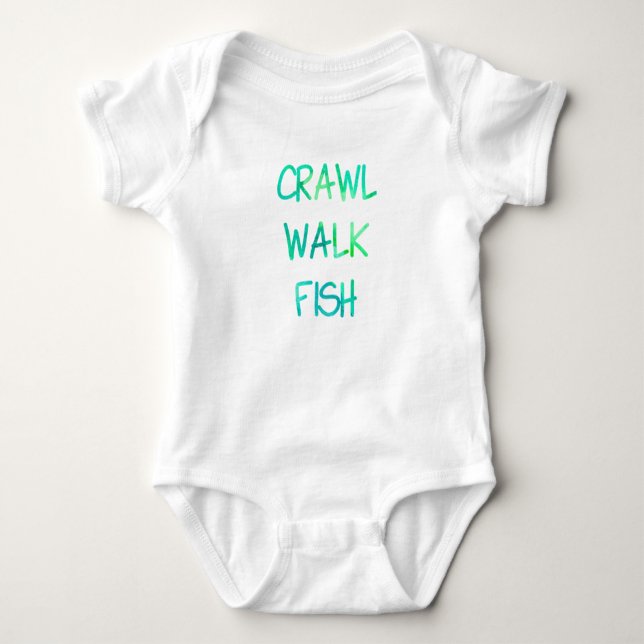 Grönt Crawl Walk Fish T Shirt (Framsida)