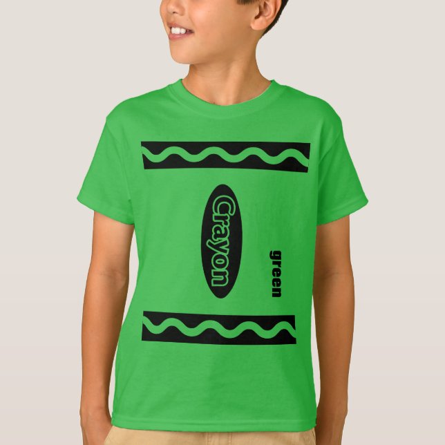 Grönt Crayon Box Halloween fest Group Costume T Shirt (Framsida)