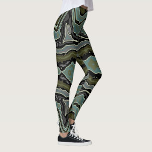 Grönt Crazy Snöre Agate Funky Boho Leggings