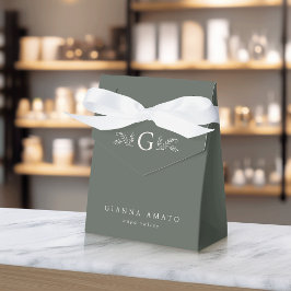 Grönt & Cream Botanical Monogram & Business Namn Presentaskar