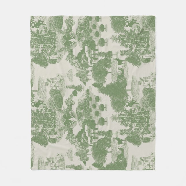 Grönt Cream jul-vintern Wonderland Fleecefilt (Framsidan)