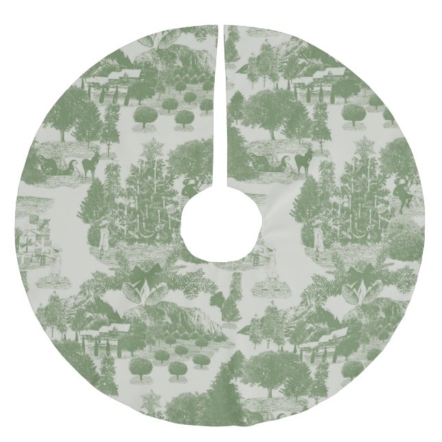 Grönt Cream jul-vintern Wonderland Julgransmatta Borstad Polyester (Framsidan)