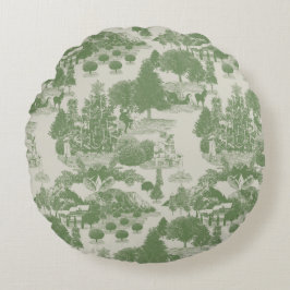 Grönt Cream jul-vintern Wonderland Rund Kudde