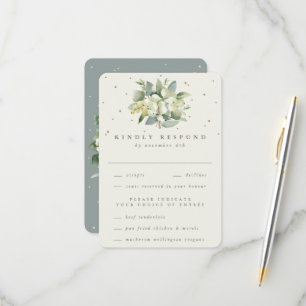 Grönt/Cream Snowberry+Eucalyptus Bouquet Bröllop OSA Kort