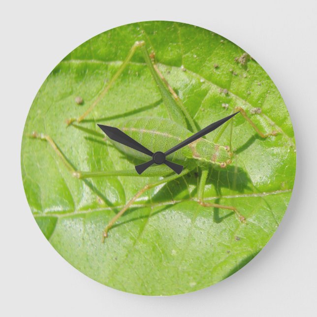 Grönt Cricket Camouflage Wall Clock Stor Klocka (Framsida)