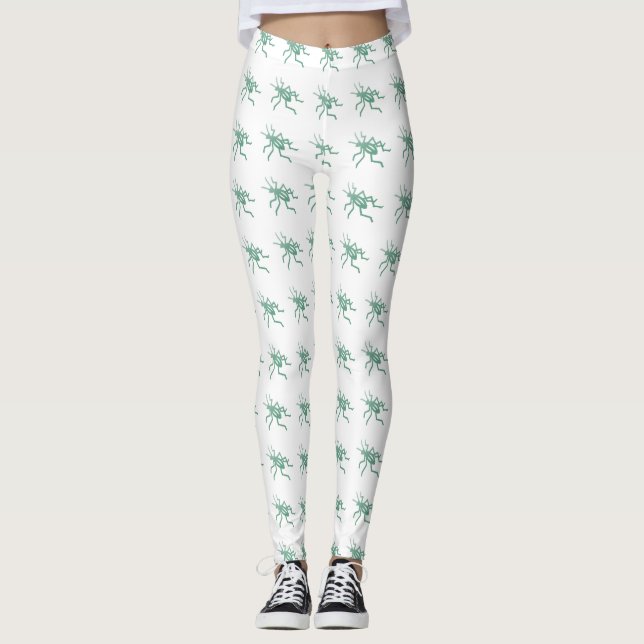 Grönt Cricks på White Leggings (Framsida)