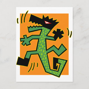 Grönt Crokodile Illustration Vykort
