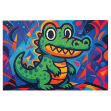 Grönt Crokodile Metall Art