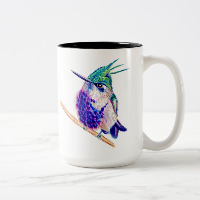 Grönt Crowned Plover Lila Hummingbird Mugg (Höger)