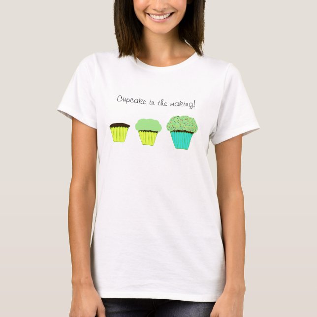 Grönt Cupkaka i Skapar T-shirt (Framsida)