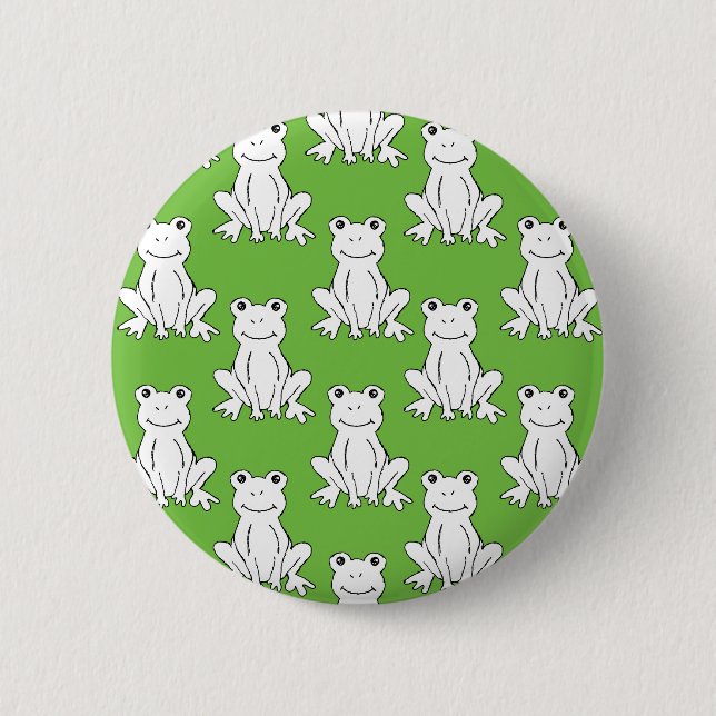 Grönt Cute Animal Mönster Tecknad Frog Mönster Knapp (Framsida)