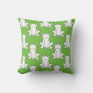 Grönt Cute Animal Mönster Tecknad Frog Mönster Kudde