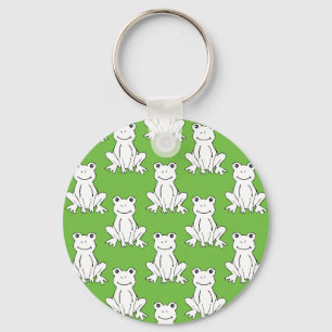 Grönt Cute Animal Mönster Tecknad Frog Mönster Nyckelring