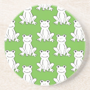 Grönt Cute Animal Mönster Tecknad Frog Mönster Underlägg Sandsten