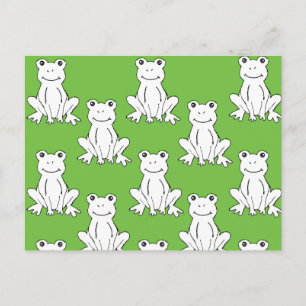 Grönt Cute Animal Mönster Tecknad Frog Mönster Vykort