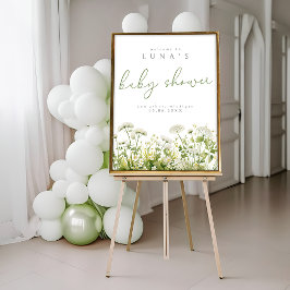Grönt Cute Baby i bloom Wildblommes välkomstPoster Poster