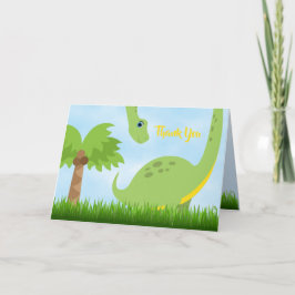 Grönt Cute Dinosaur-Tack-mappat kort