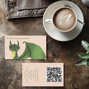Grönt Cute Dragon Porträtt Peach Visitkort