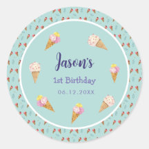 Grönt Cute Ice Cream Cone Kids Boy Birthday