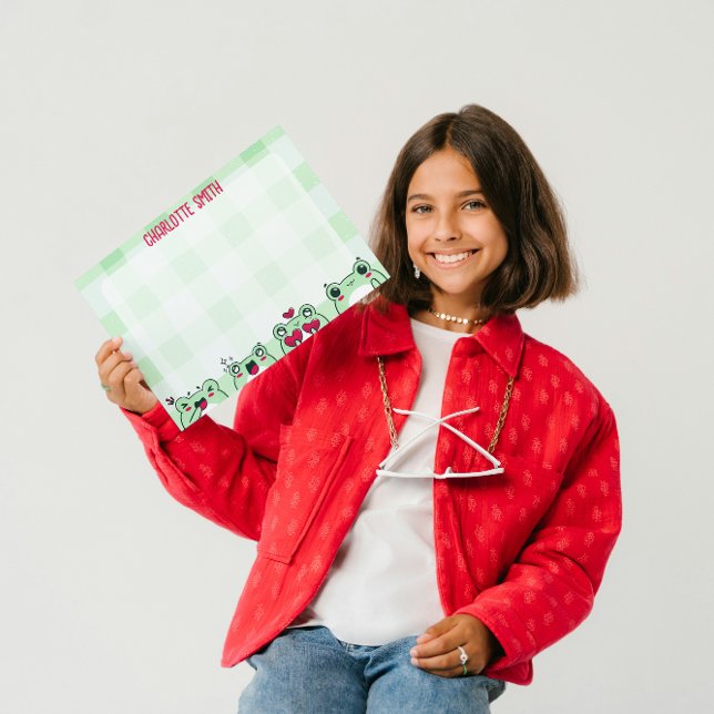 Grönt Cute Kids Personalizable Manga Tecknad Frog Brevhuvud (Skapare uppladdad)