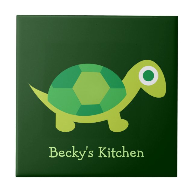 Grönt Cute Turtle | Trivet Tile Kakelplatta (Framsidan)
