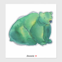 Grönt Cute Watercolor Bear