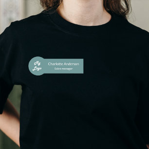 Grönt cyan business logotyp-medarbetare namnbricka