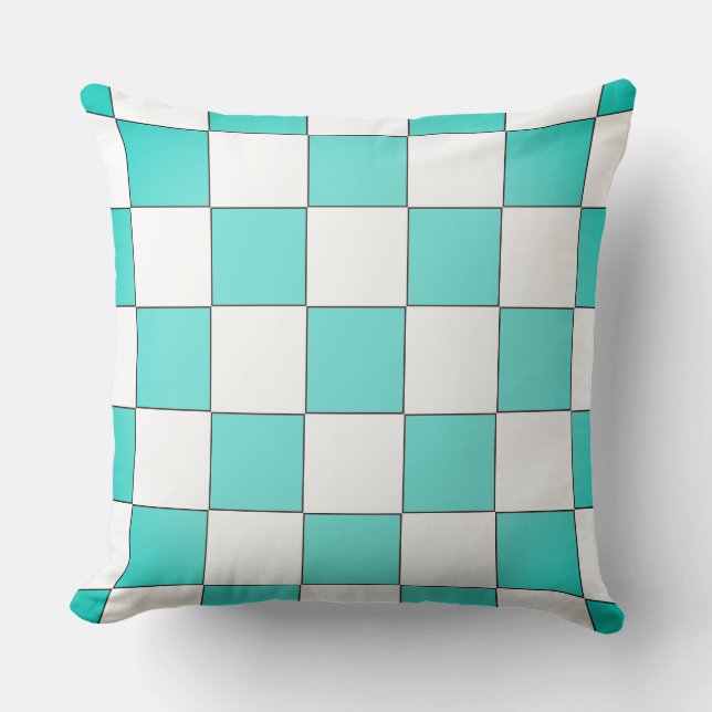Grönt Cyan Chessboard Kudde (Framsida)