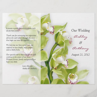 Grönt Cymbidium Orchid Blommigt Bröllopsprogram