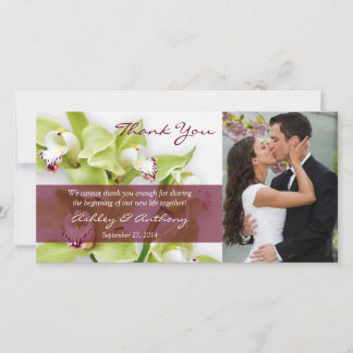 Grönt Cymbidium Orchid Bröllop Tack Photocard Kort
