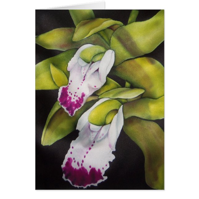 Grönt Cymbidium Orchid Hälsningskort (Framsidan)