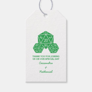 Grönt D20 Dice Bröllop Gift-Märkre Presentetikett