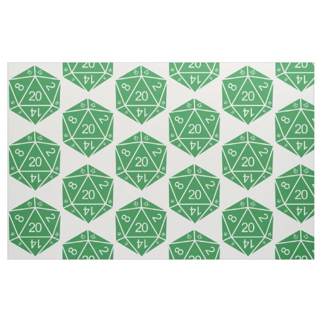 Grönt D20 Dice Fabric Tyg (Fat Quarter)