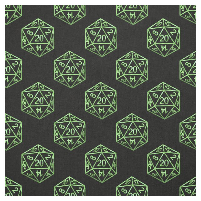 Grönt D20 Mönster | Fantasy Tabletop RPG Dice Tyg (Provkarta)