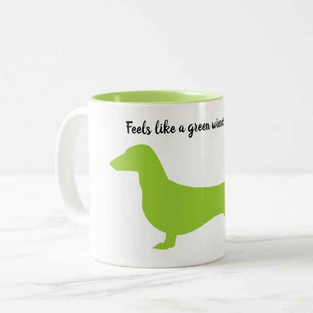 Grönt Dachshund Silhouette Mugg (Framsida vänster)