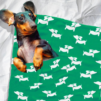 Grönt Dachshunds Fleece Blanket Design