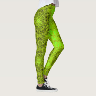 GRÖNT DAHLIA FLOWERS Abstrakt Blommigt Leggings