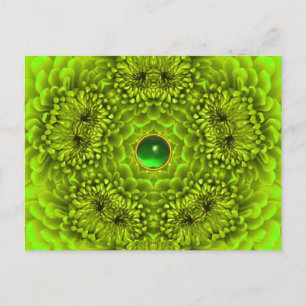 GRÖNT DAHLIA OCH EMERALD GEMSTONE Blommigt Vykort